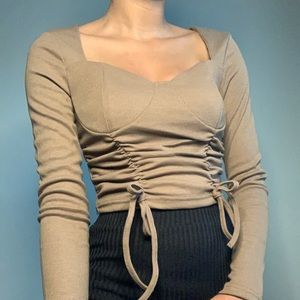 SHEIN Drawstring Ruched Front Bustier Crop Top